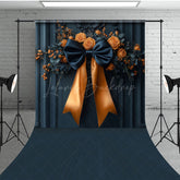 Lofaris Navy Blue Wall Orange Rose Bow Tie Wedding Backdrop