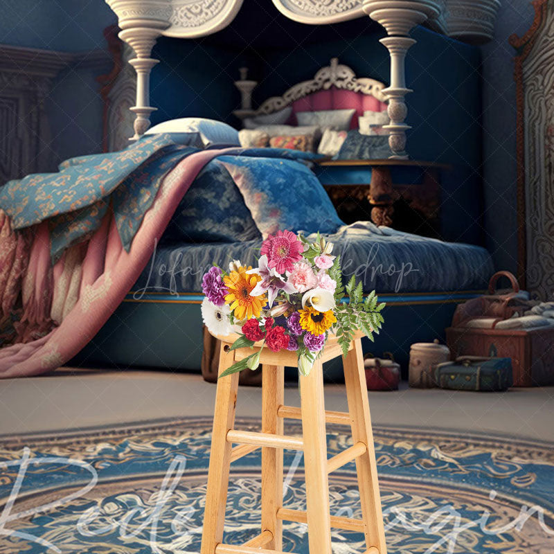 Lofaris Navy Royal Retro Princess Bedroom Photo Backdrop