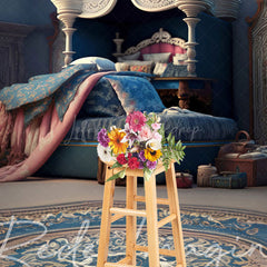 Lofaris Navy Royal Retro Princess Bedroom Photo Backdrop