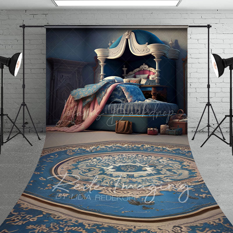 Lofaris Navy Royal Retro Princess Bedroom Sweep Backdrop