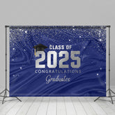 Lofaris Navy Silver Gold Glitter Congratulations Grad Backdrop