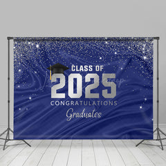 Lofaris Navy Silver Gold Glitter Congratulations Grad Backdrop