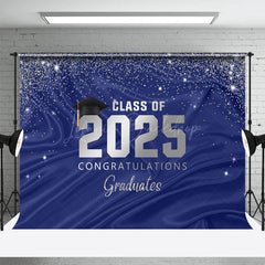 Lofaris Navy Silver Gold Glitter Congratulations Grad Backdrop