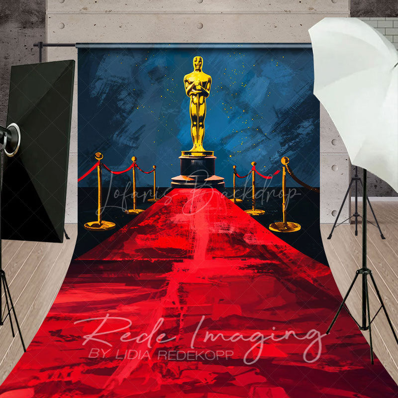 Lofaris Navy Wall Oscar Award Red Stage Sweep Photo Backdrop