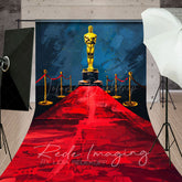 Lofaris Navy Wall Oscar Award Red Stage Sweep Photo Backdrop