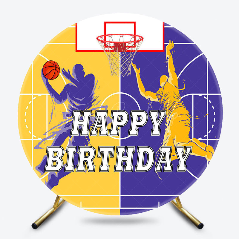Lofaris Nba Athletes Yellow Purple Sports Round Backdrop