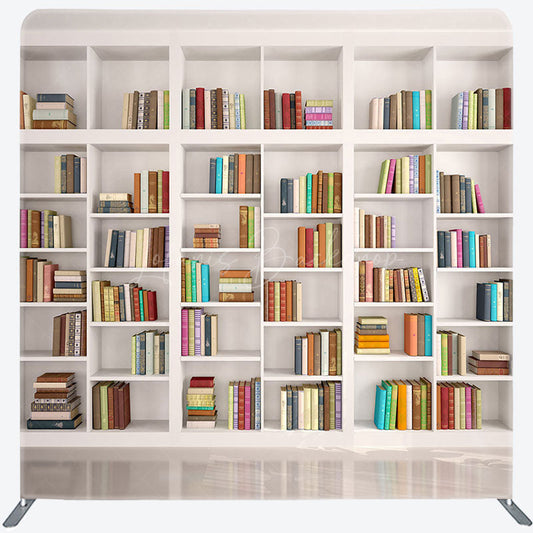 Lofaris Neat White Bookshelf Photo Square Tension Backdrop