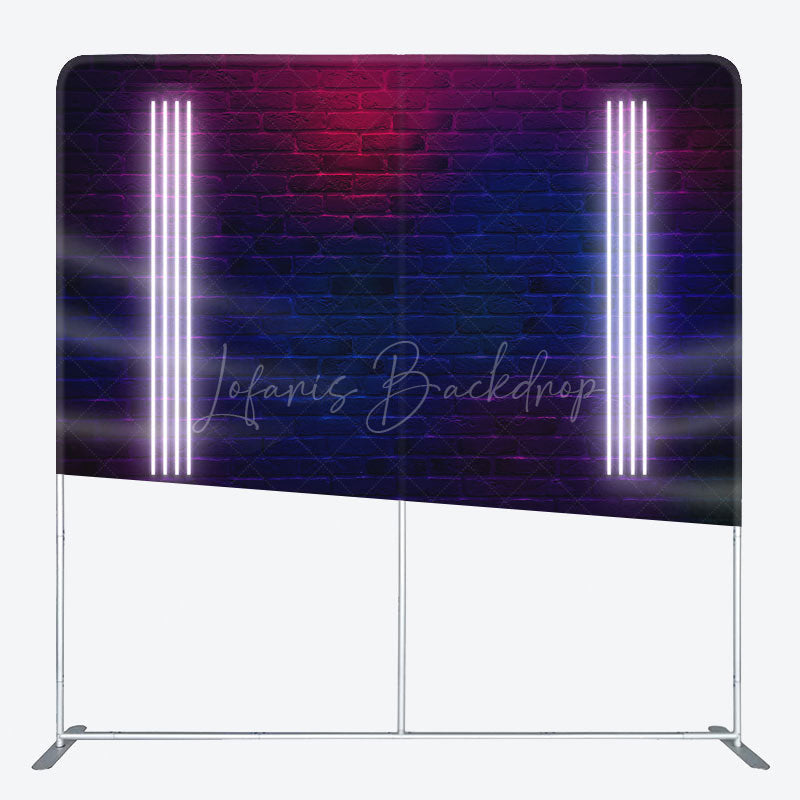 Lofaris Neon Glow Photo Brick Wall Square Tension Backdrop