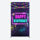 Lofaris Neon Graffiti Bricks Happy Birthday Rectangle Backdrop