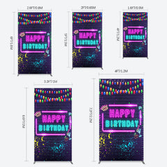 Lofaris Neon Graffiti Bricks Happy Birthday Rectangle Backdrop