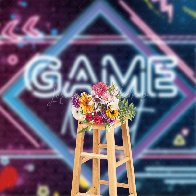Lofaris Neon Graffiti Wall Game Night Dance Photo Backdrop