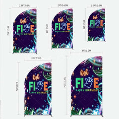 Lofaris Neon High Five Birthday Half Moon Arch Backdrop Glow Party 5th Photography Background
