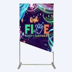 Lofaris Neon High Five Birthday Rectangle Backdrop Glow Party 5th Photography Background