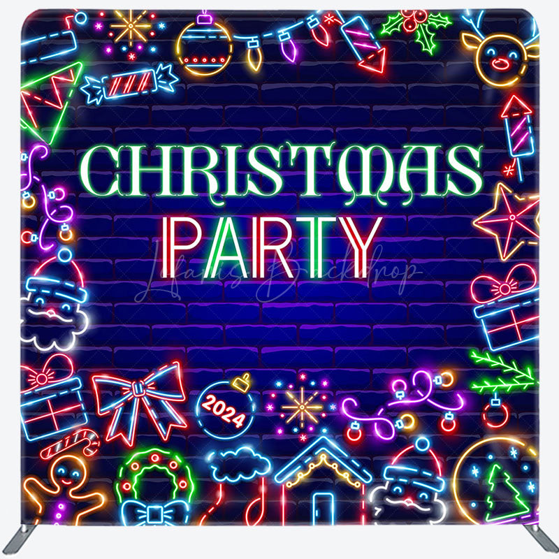 Lofaris Neon Light Brick Wall Pillow Cover Christmas Backdrop