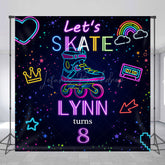 Lofaris Neon Skate Sport Custom Name 8th Birthday Backdrop
