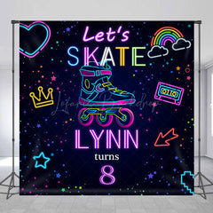 Lofaris Neon Skate Sport Custom Name 8th Birthday Backdrop