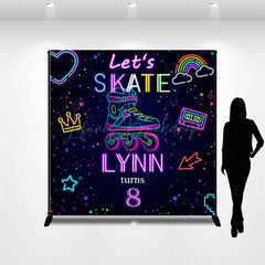 Lofaris Neon Skate Sport Custom Name 8th Birthday Backdrop