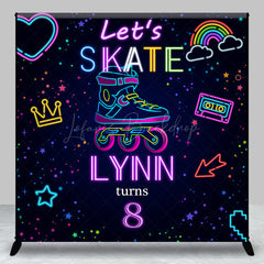 Lofaris Neon Skate Sport Custom Name 8th Birthday Backdrop