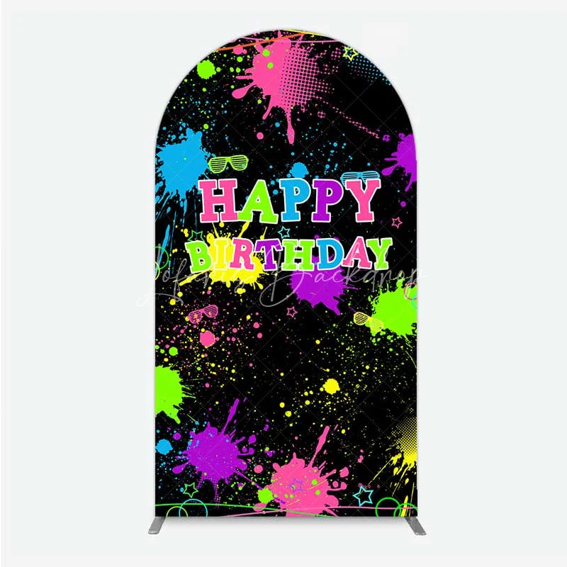 Lofaris Neon Splatter Pajama Party Arch Backdrop Glow Paint Sleepover Photography Background