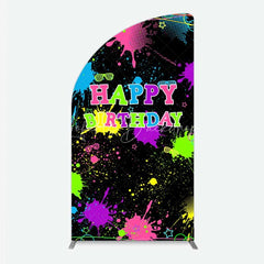 Lofaris Neon Splatter Pajama Party Half Moon Arch Backdrop Glow Paint Sleepover Photography Background