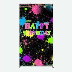 Lofaris Neon Splatter Pajama Party Rectangle Backdrop Glow Paint Sleepover Photography Background