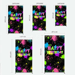 Lofaris Neon Splatter Pajama Party Rectangle Backdrop Glow Paint Sleepover Photography Background