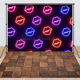Lofaris Neon Stage Wooden Floor Photography Combo Set Backdrop