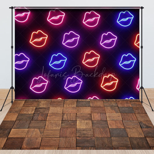 Lofaris Neon Stage Wooden Floor Photography Combo Set Backdrop