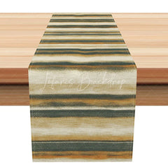 Lofaris Neutral Abstract Stripe Table Runner Beige Brown and Green Textured Print Modern Farmhouse Kitchen Decor