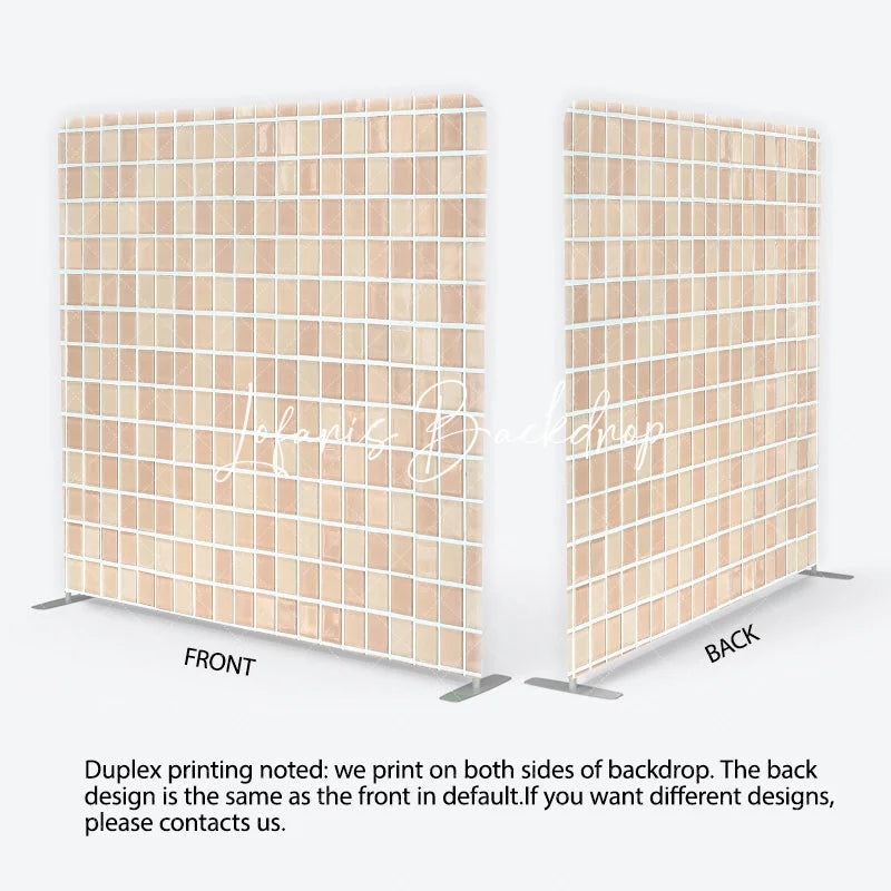 Lofaris Neutral Beige Cream Mosaic Tile Pattern Square Double-Sided Backdrop Versatile Modern Minimalist Photography Background