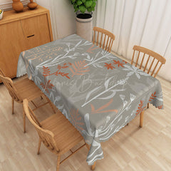 Lofaris Neutral Botanical Tablecloth with Grey White and Brown Leaf Pattern for Modern Farmhouse Kitchen Decor
