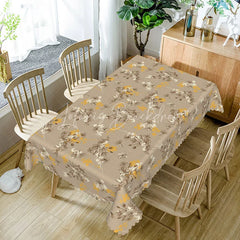 Lofaris Neutral Taupe Floral Sketch Rectangle Tablecloth Brown Wildflower Branch Pattern Cover Rustic Farmhouse Decor