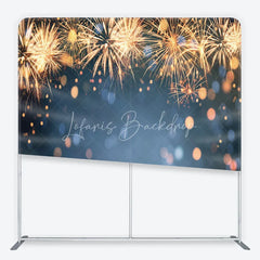 Lofaris New Year Celebration Tension Fabric Backdrop Golden Festive Sparks Blue Bokeh Holiday Party Photography Background