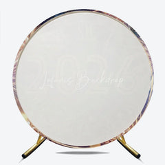 Lofaris New Year’s Eve 2026 Countdown Clock Round Backdrop Gold Fireworks and Glitter Elegant Midnight Party Decor