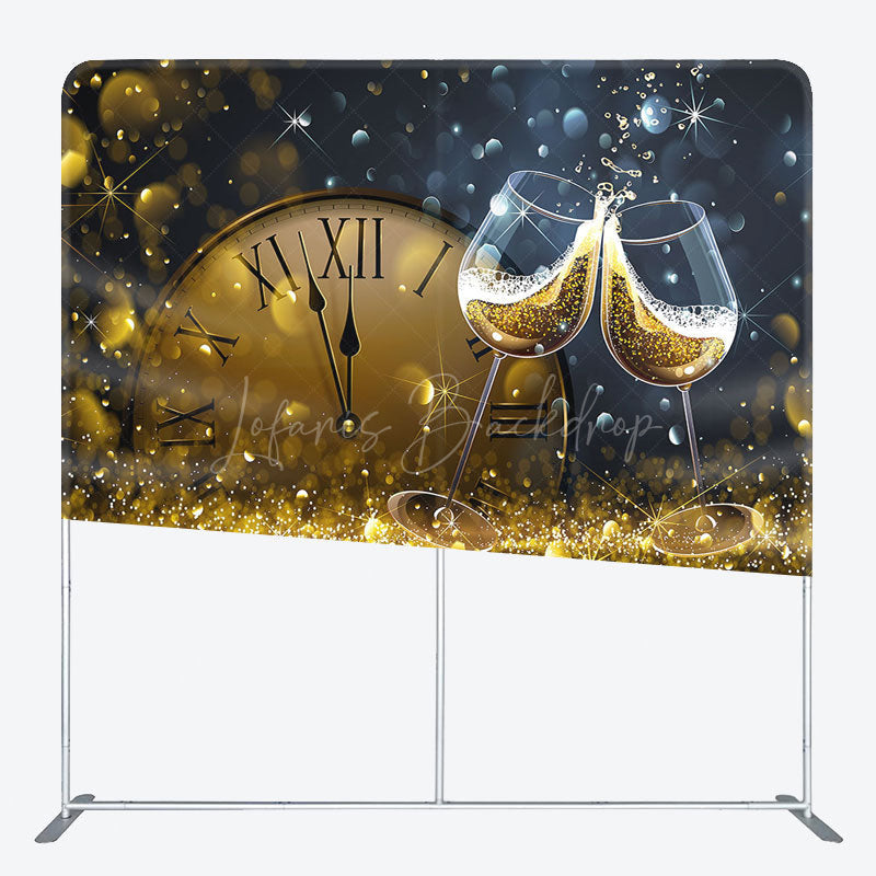 Lofaris Night Clock Champagne New Year Pillow Case Backdrop