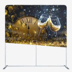 Lofaris Night Clock Champagne New Year Pillow Case Backdrop