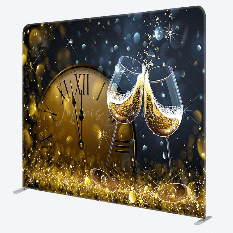 Lofaris Night Clock Champagne New Year Pillow Case Backdrop