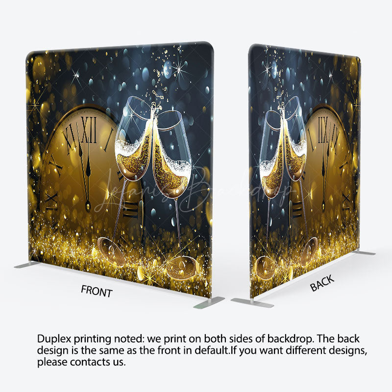 Lofaris Night Clock Champagne New Year Pillow Case Backdrop