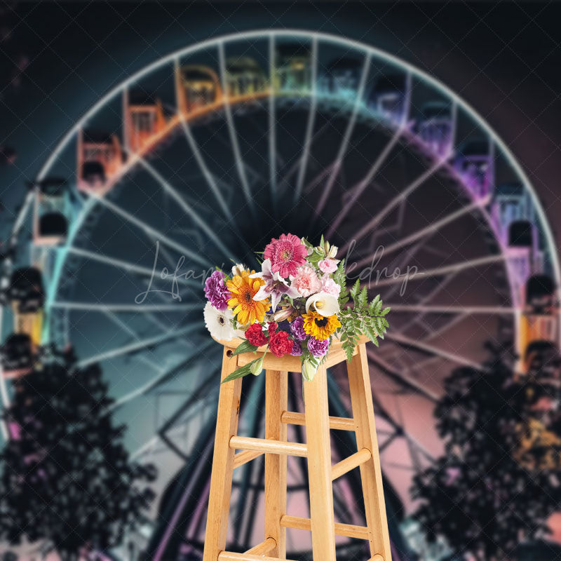 Lofaris Night Ferris Wheel Babycella Cake Smash Backdrop