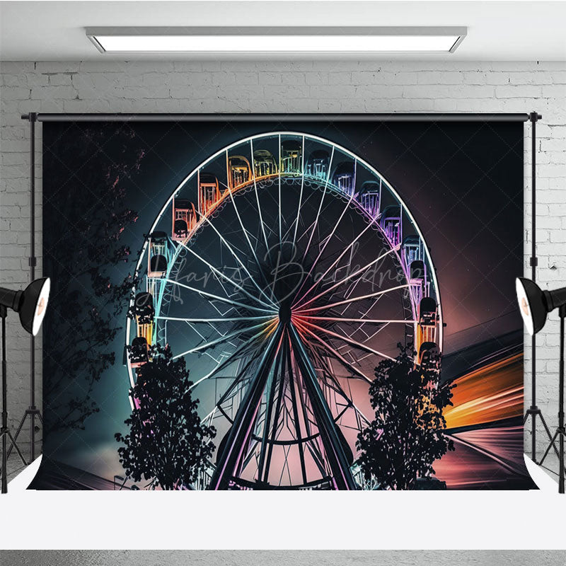 Lofaris Night Ferris Wheel Babycella Cake Smash Backdrop