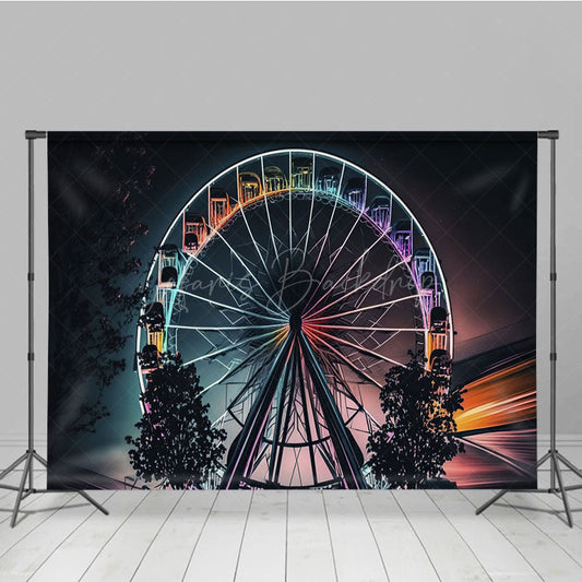 Lofaris Night Ferris Wheel Babycella Cake Smash Backdrop