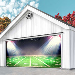 Lofaris Night Football Field Grass Light Garage Door Banner