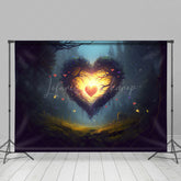 Lofaris Night Forest Lighted Heart Valentines Day Backdrop