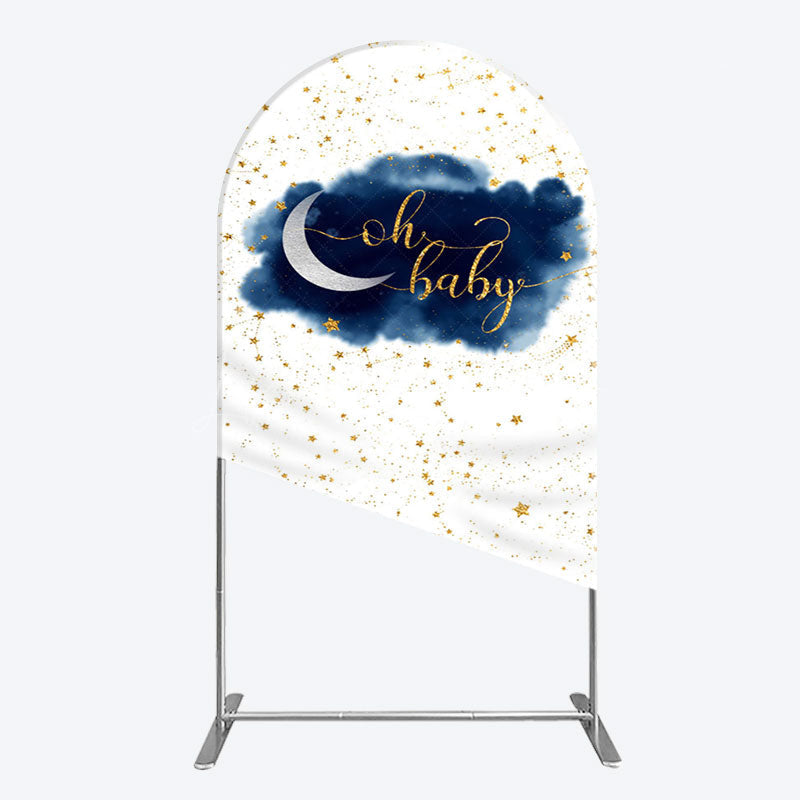 Lofaris Night Gold Stars Oh Baby Gender Reveal Arch Backdrop