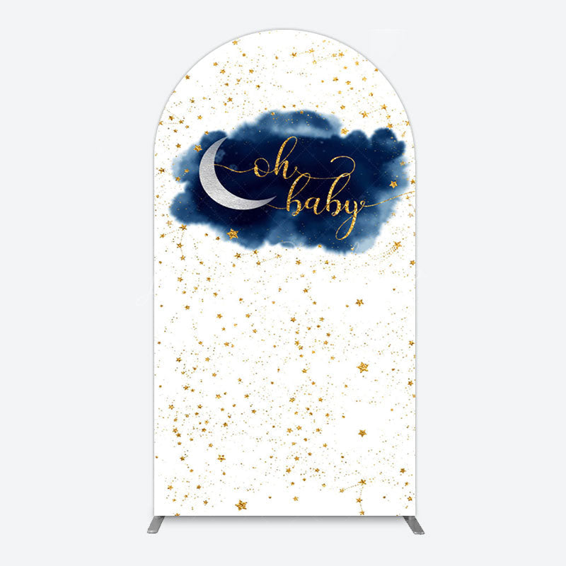 Lofaris Night Gold Stars Oh Baby Gender Reveal Arch Backdrop