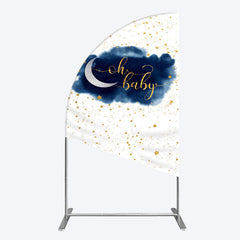 Lofaris Night Gold Stars Oh Baby Gender Reveal Half Moon Arch Backdrop