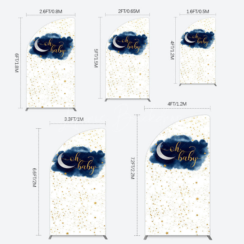 Lofaris Night Gold Stars Oh Baby Gender Reveal Half Moon Arch Backdrop