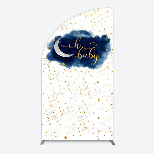 Lofaris Night Gold Stars Oh Baby Gender Reveal Half Moon Arch Backdrop