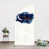 Lofaris Night Gold Stars Oh Baby Gender Reveal Half Moon Arch Backdrop