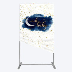 Lofaris Night Gold Stars Oh Baby Gender Reveal Rectangle Backdrop